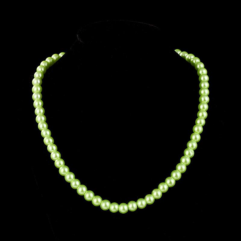 8Mm multi-color glass imitation pearl necklace jewelry women's collarbone chain simple short pearl necklace