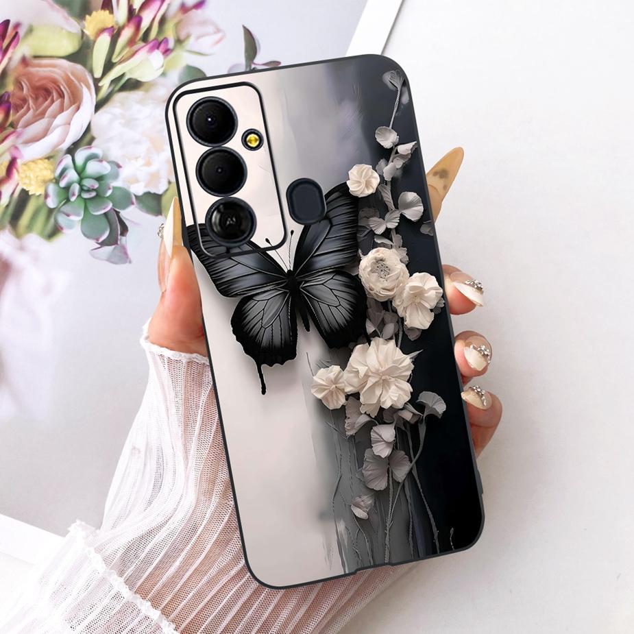 For Tecno Pop 6 GO Case BE6j Cute Bow Flowers Painted Cover Soft TPU Phone Case For Tecno Pop 6 Pro BE8 Pop6 GO Back Cover Coque
