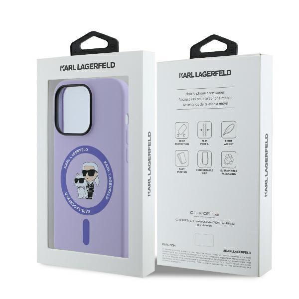 Karl Lagerfeld Klhmp14Xscmkcrhu Iphone14 Pro Max 6.7 Purpurowy/Purple Hardcase Silicone Karl&Choupette Heads Ring Magsafe