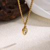 Jewelry Oval Pendant Necklace Stainless Steel Clavicle Chain Fashion Cubic Zirconia Necklace  Women