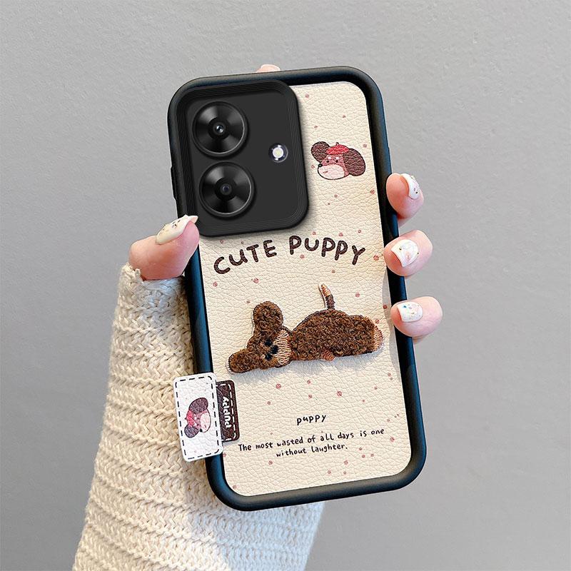 KEYSION Cartoon Cute Plush Embroidery Case for Realme Note 60 60X with Lanyard Shockproof Phone Cover for OPPO Realme Note 60X