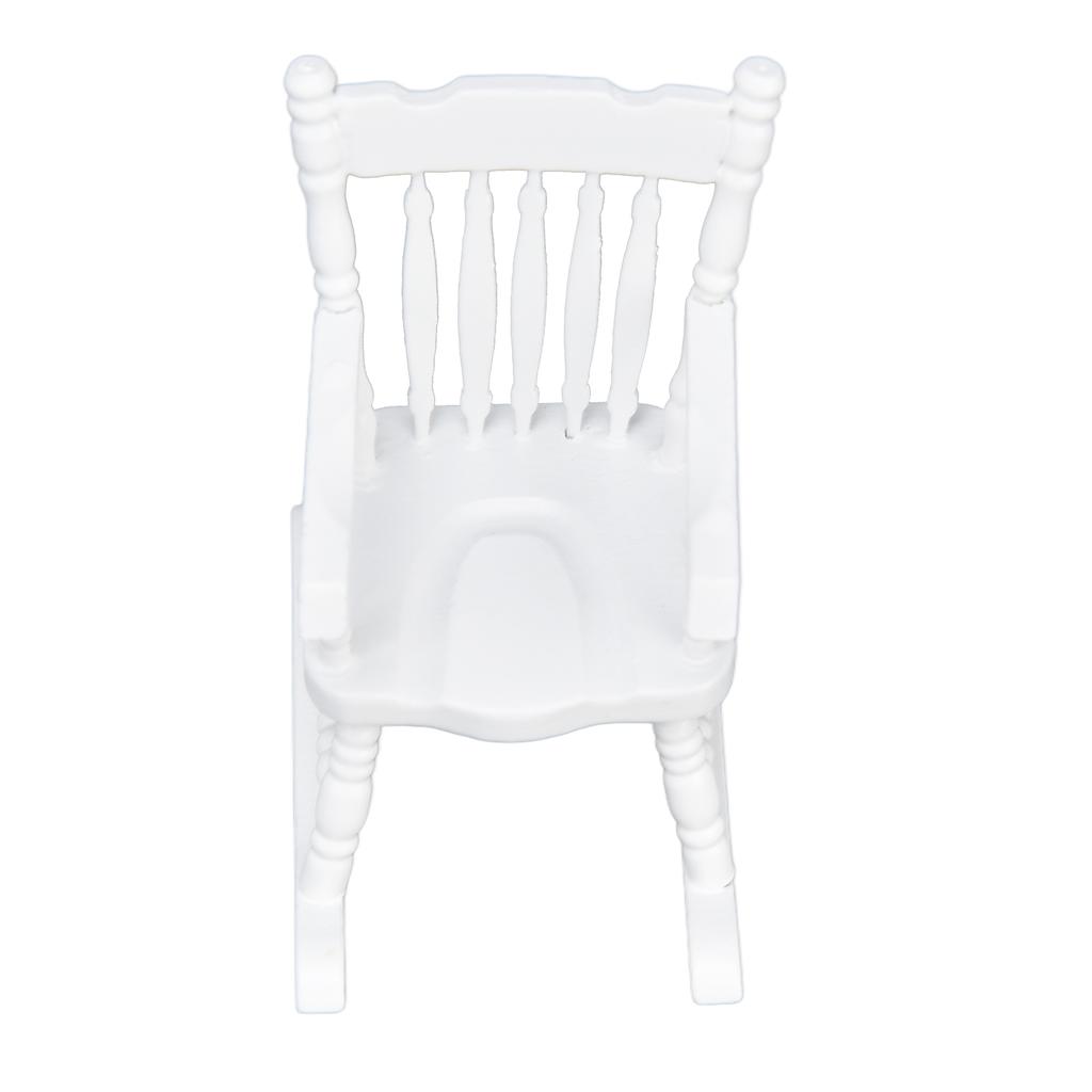 1:12 Dollhouse Chair Wood Doll House Miniature Rocking Chair White Mini Dollhouse Furniture