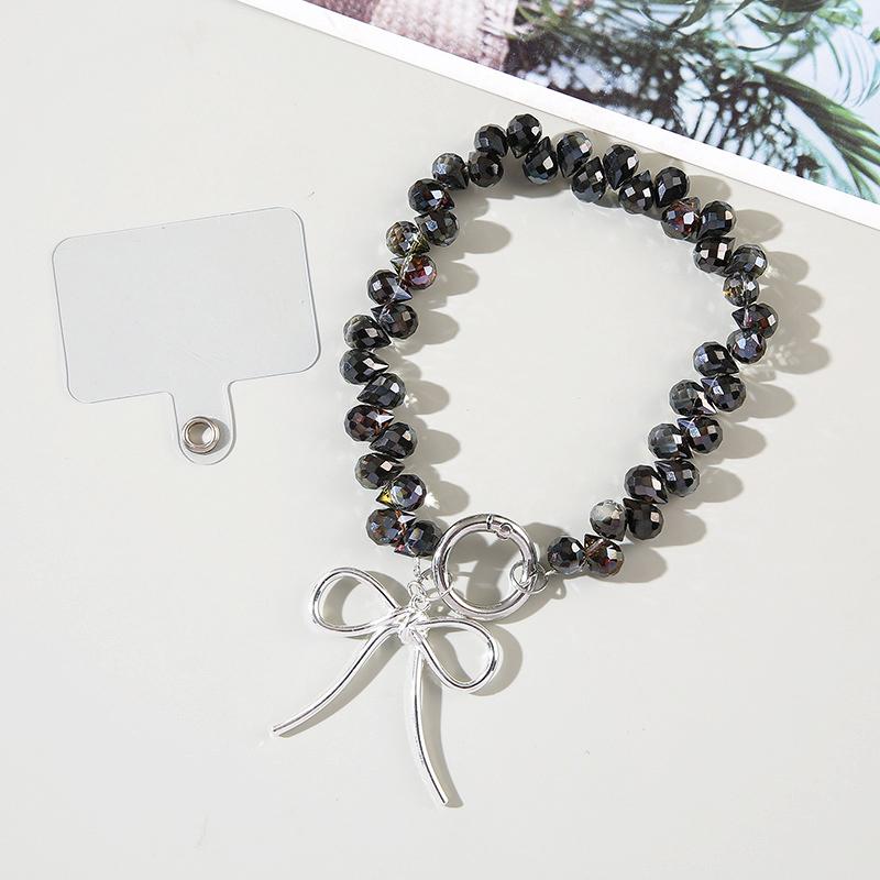 DINGXING INS Crystal Mobile Phone Wristband Flash Bow Small Niche Versatile Portable Durable Fashion Pendant Keychain with Clip