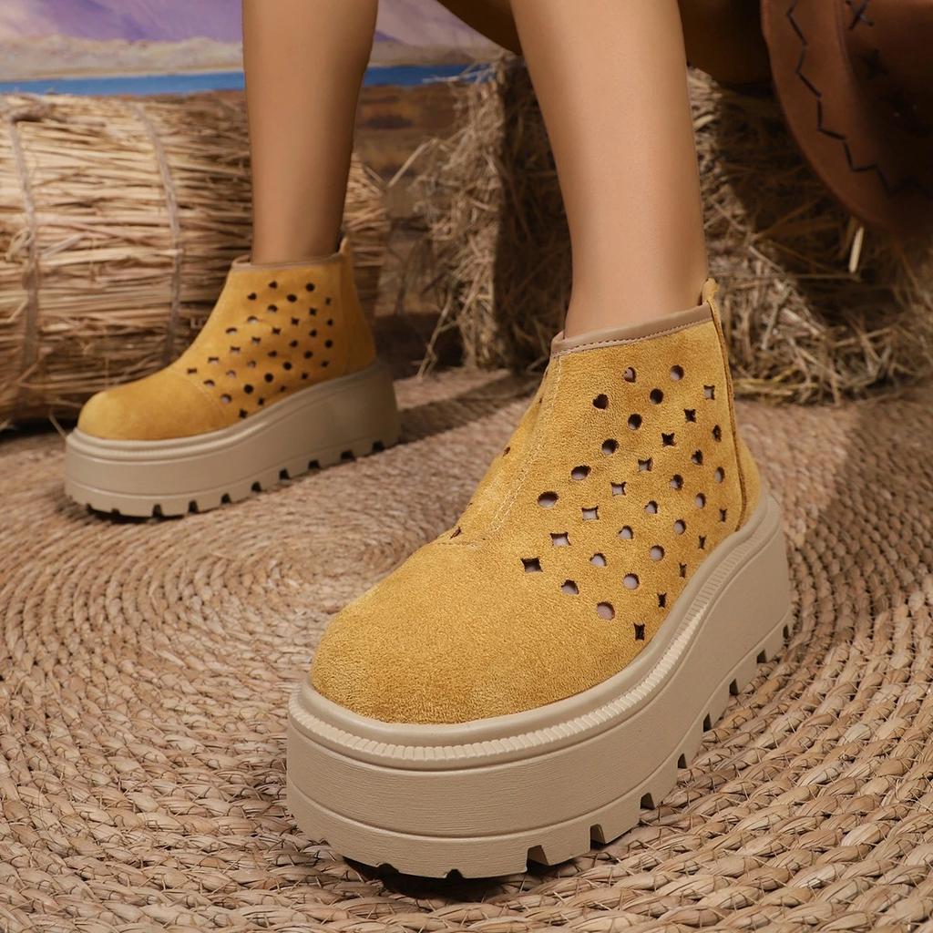 Fashion Women Boots Casual Versatile Low Cut Shoes Women Fashionable Minimalist Short Boots Women Thick Bottom round Toe Ankle Boots