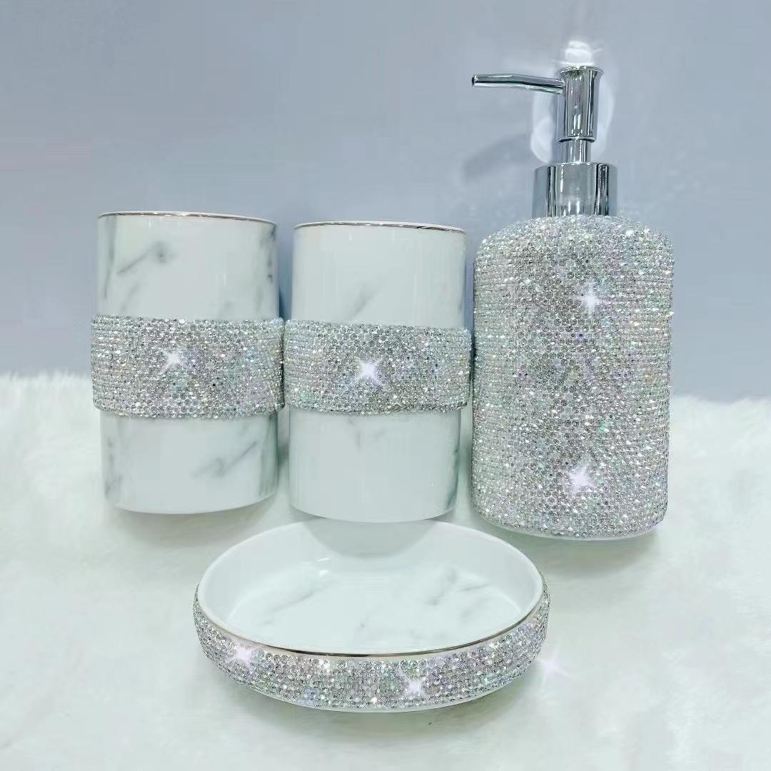 Rhinestones Ceramic Empty Lotion Bottle Liquid