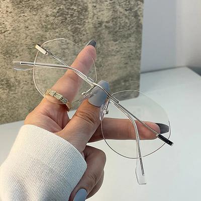 Transparent Rimless Blue Light Blocking Glasses Ultra Light Optical Metal Frame Eyewear for Women Men