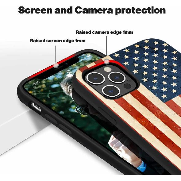 Case for iPhone 13, Retro American Flag Shockproof Soft Silicone Case Protective Cover for iPhone 13