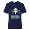 Funny Panda Gym Print T-Shirt Unisex Tees for Men Women O-neck Casual Short Sleeved Weightlifting Installing Muscles Basic Tops