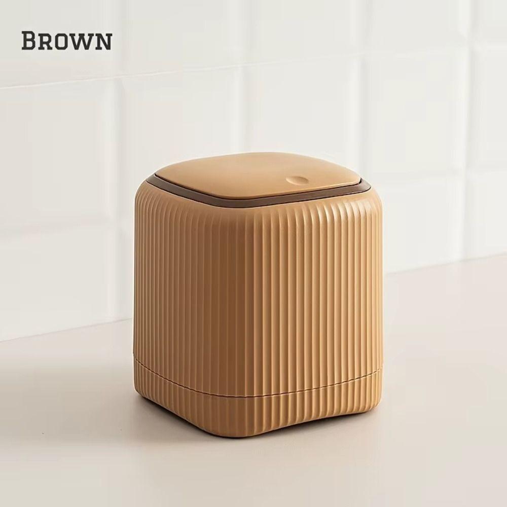Non-slip Plastic Wastebasket Press Type Paper Waste Bin Creative Desktop Trash Can Bedroom
