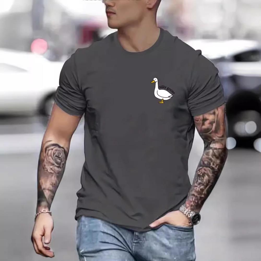 Cartoon Duck Fashion Harajuku Style Pure Cotton Printed Men's Round Neck Short Sleeved T-shirt