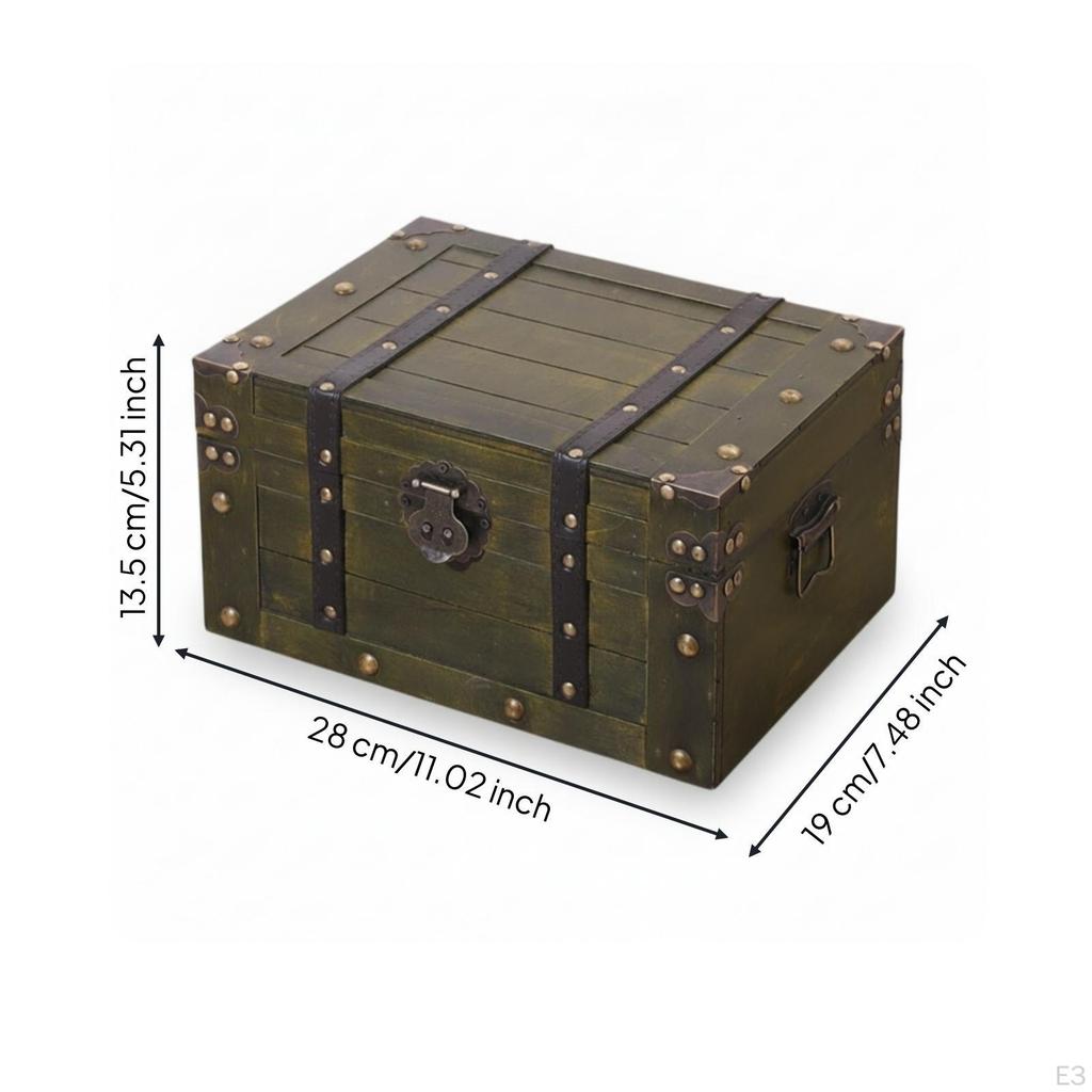 Vintage Wooden Chest Distressed Gray Decorative Storage AntiqueInfluenced Hardware S
