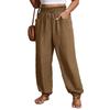 Damen Lässige und Modische Lockere Elastische Bund Kordelzugverschluss Einfarbig Hose