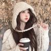 Korean Style Face Showing Small Wool Hat for Women with Big Head Knitted Hat Little Red Hat Fashionable Thick Warm Knitted Hat