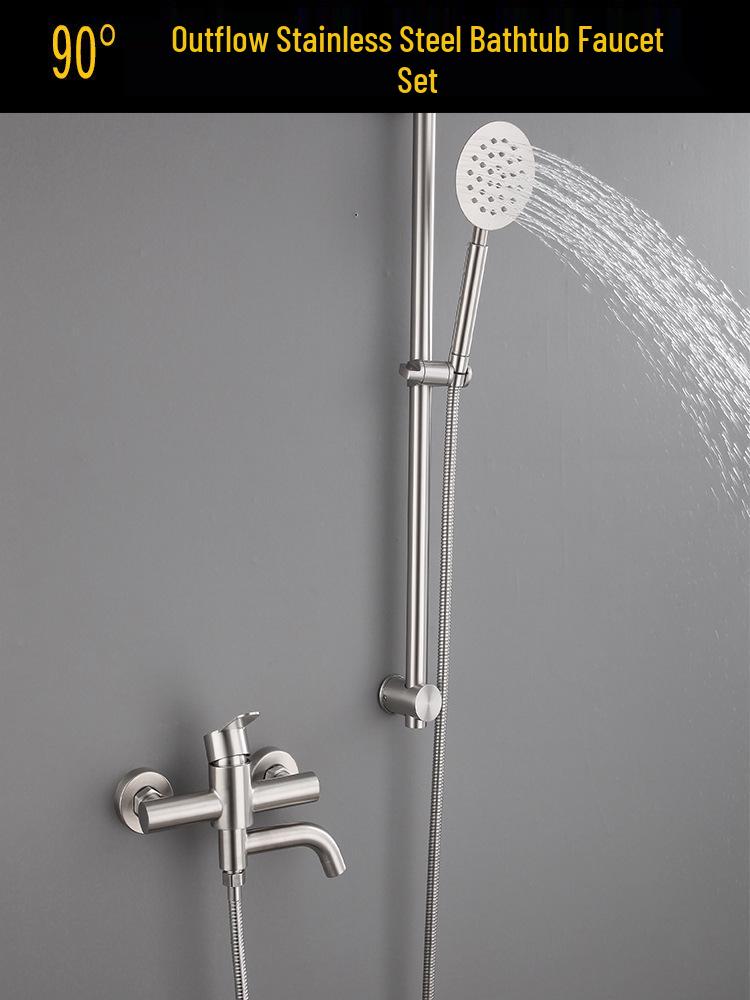 Brushed 304 Stainless Steel Gooseneck Mixer Faucet Set for Bathtub and Shower
