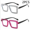 Two Dimensional Flat Lens Ins Square Anti-blue Glasses Frame Personality Trend Glasses