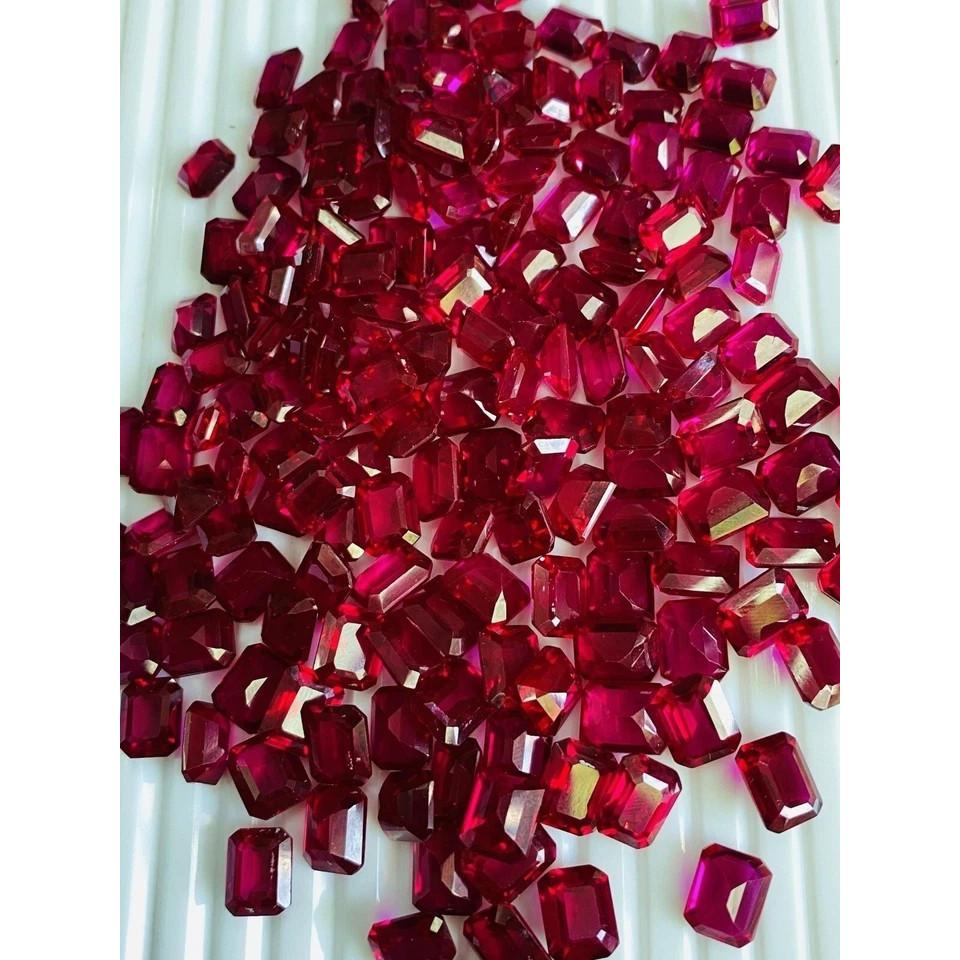 500 Ct (90 Pcs) Certified Natural Mozambique Red Ruby Emerald Cut Gemstone