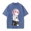 Hot Anime Re Zero Ram Cute Print T-shirt Men Women Tshirts Short Sleeve Cotton Clothing Retro Washed T Shirt Harajuku Loose Tops