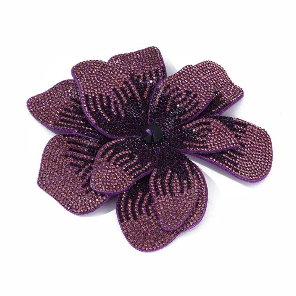 Three-dimensional Rhinestone Flower Patches Sparkling DIY Craft Sewing Supplies Sew-On Applique Embellishment