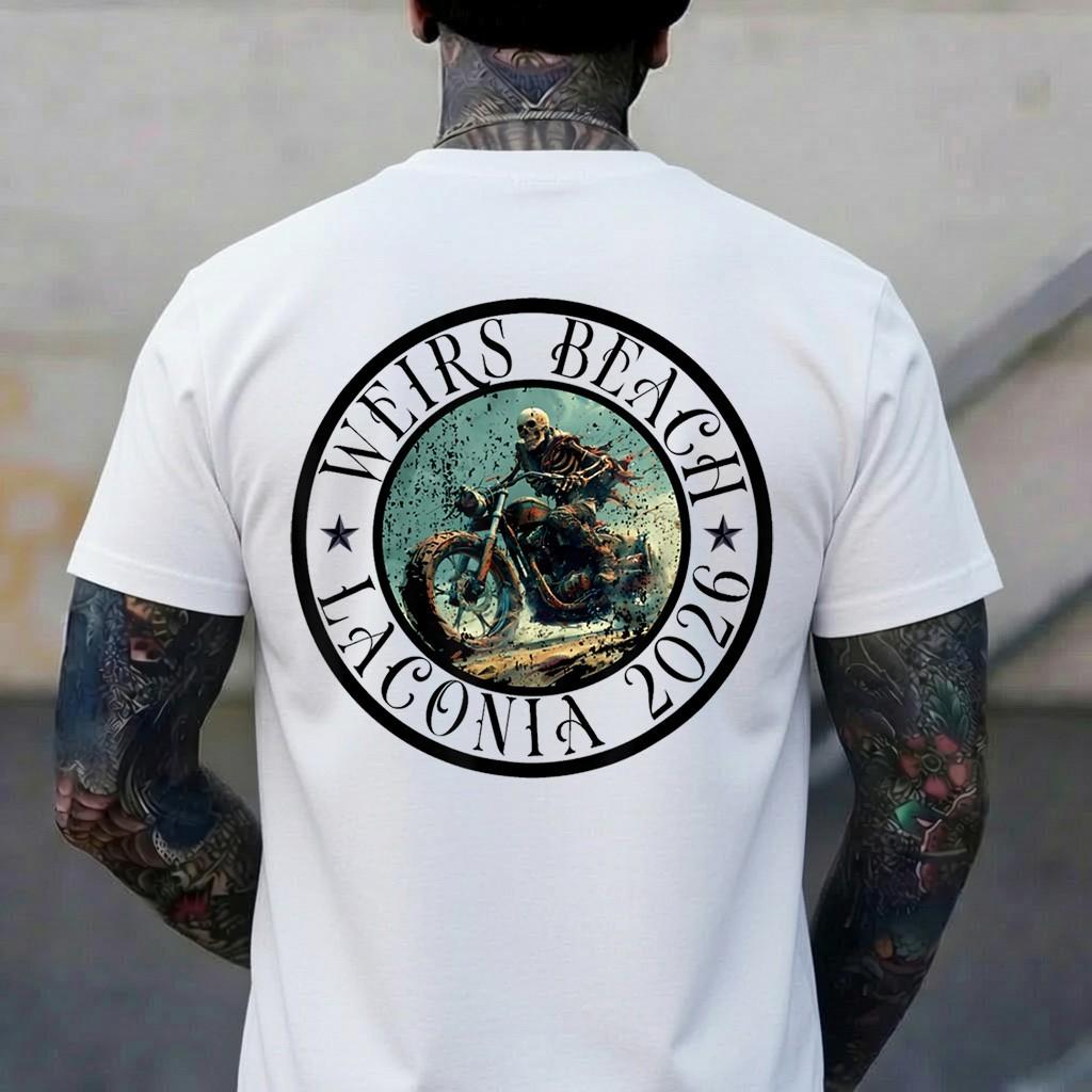 Vintage Laconia Bike Rally 2026 Weirs Beach NH Skull Biker T-Shirt L