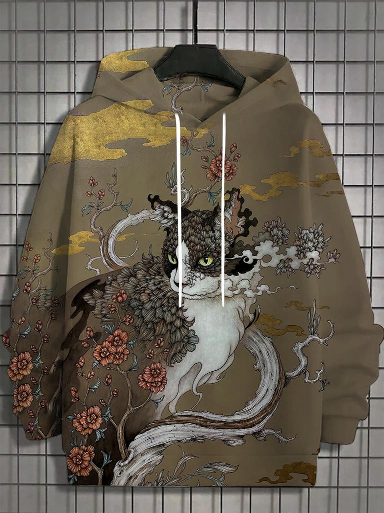 3d printed Japanese style kitten print men's hoodie fun hoodie men's hoodie casual fashion hoodie sweatshirt