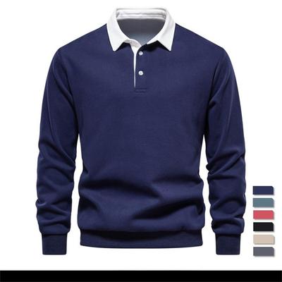 New Autumn Fashion Design Polo Neck Sweatshirts for Men Casual and Social Wear Quality Cotton Mens Sweatshirts