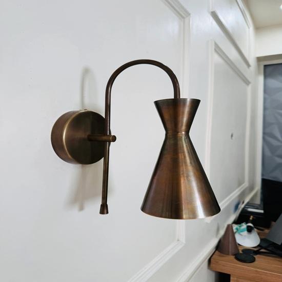 35.56 Cm Italian Brass Wall Sconce Mid Century Modern Bedside Light