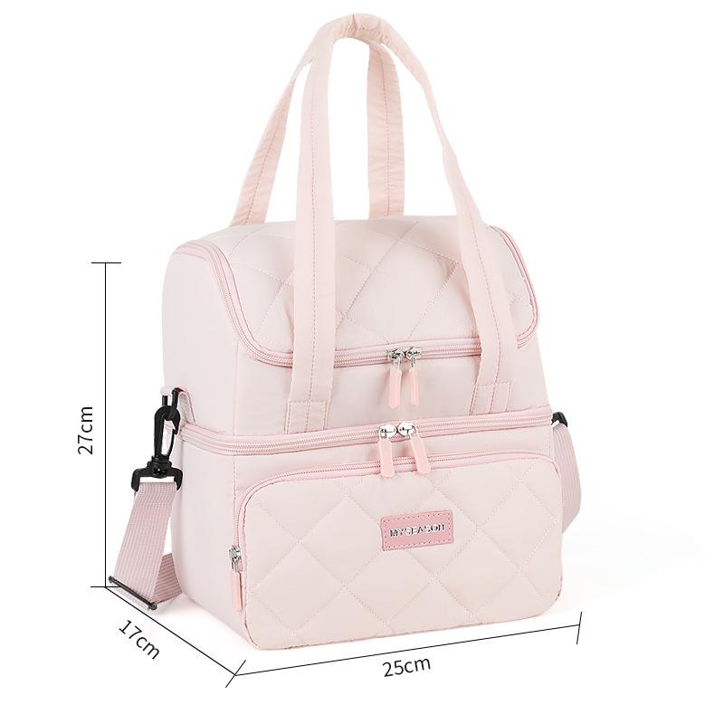 Colorblock Large Capacity Insulated Crossbody Lunch Bag with Thick Aluminum Foil