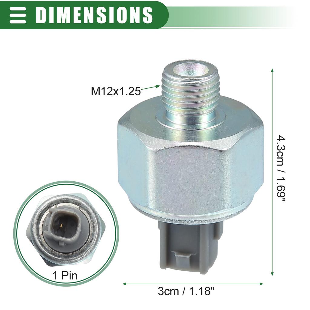 Motoforti Car Engine Ignition Knock Sensor Detonation Sensor for Toy ota Compatible with Tundra 2001-2004 Metal 89615-52010 Silver Tone