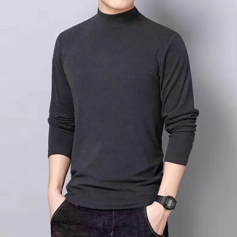 "Men's German Velvet Slim-Fit High-Collar Long-Sleeve T-Shirt for Autumn/Winter"