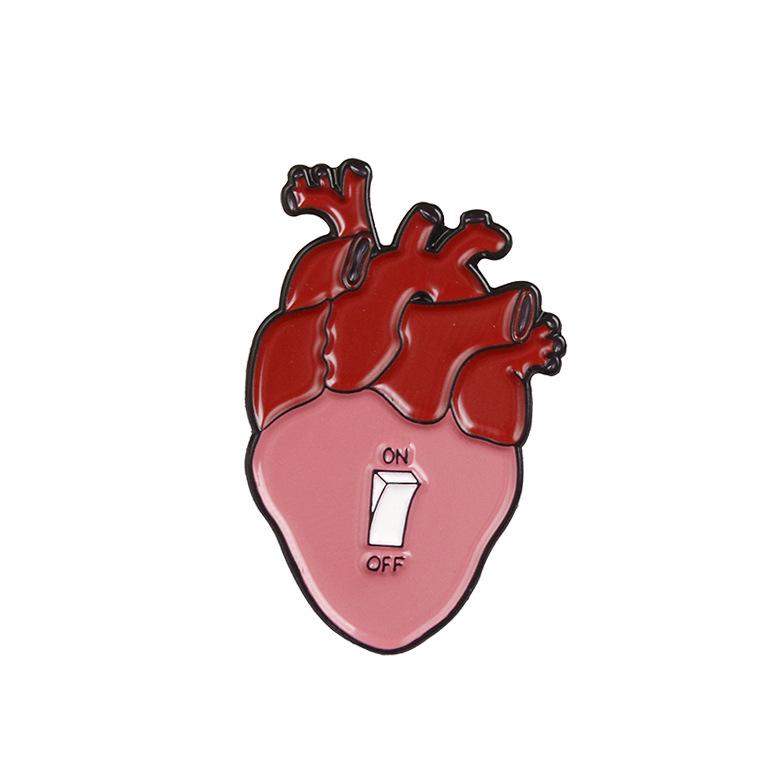 Creative Medical Organs Enamel Brooch Brain Lung Heart Chest Uterus Flower Wave Mechanical Heart Metal Badge Lapel Pins Jewelry