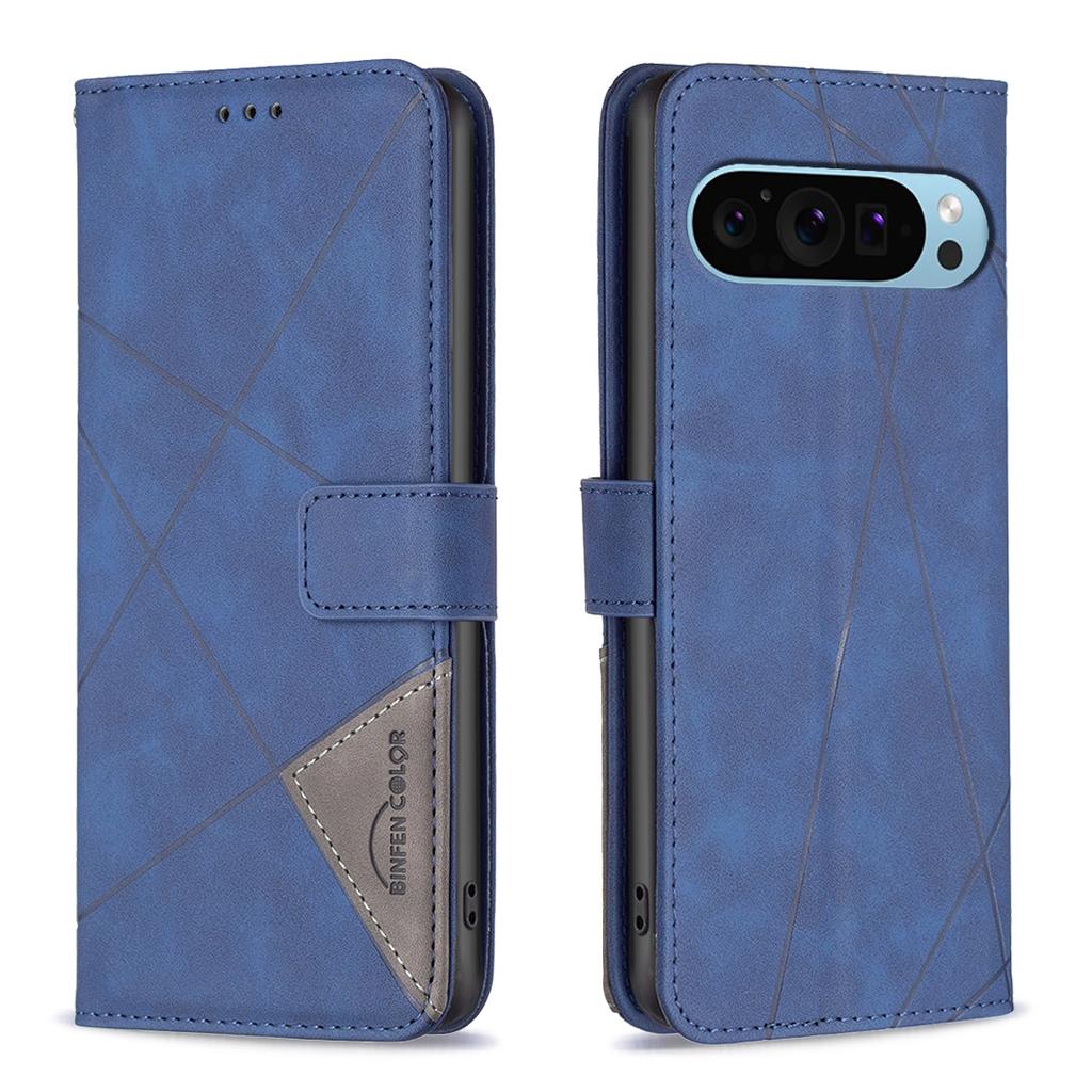 BINFEN COLOR For Google Pixel 9 Pro XL Phone Cases Wallet Stand Geometry Imprint Leather Cover