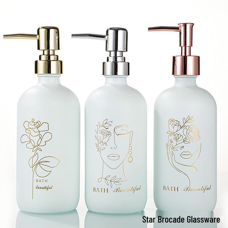 Golden Pattern Porcelain Dispenser: Shampoo, Shower Gel, Hand Sanitizer, and Lotion Pump Bottle.