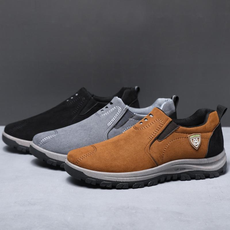 New Casual Shoes Men Sneakers Outdoor Walking Shoes Loafers Autumn Slip On Suede Leather Male Footwear Plus Size 48 49 50 Msh004