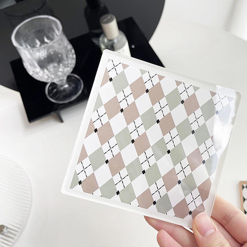 Acrylic Checkerboard Drinks Coaster Cup Mat Tabletop Protection Serving Tray Decorative