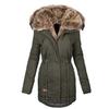 Women Winter Long Sleeve Solid Color Hooded Cotton Padded Coat Outerwear