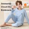 Hodo Boys' Children's Pajamas Spring Summer 100% Cotton Long Sleeve Long Pants Class A Antibacterial Homewear Set for Older Kids