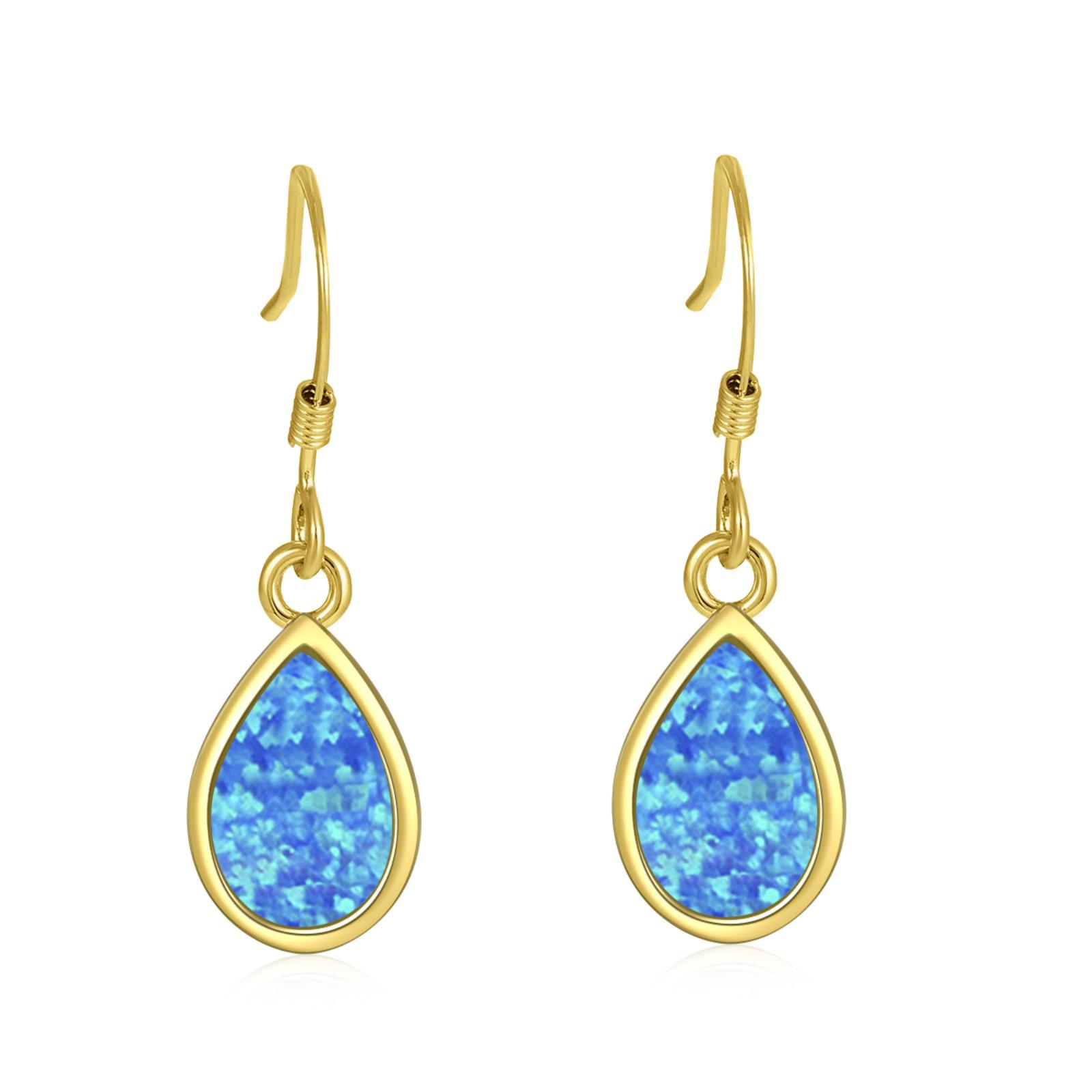 European Style Water Drop Opal Earrings синий
