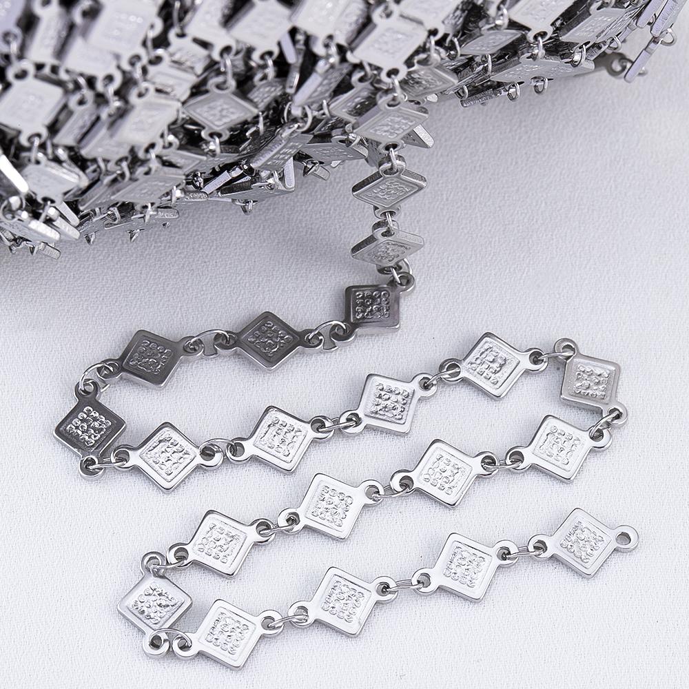 0.5M 1M Geometry Striped Square Necklace Chain Stainless Steel Circle Link Chains DIY Women Bracelets Jewelry Making Body Chain