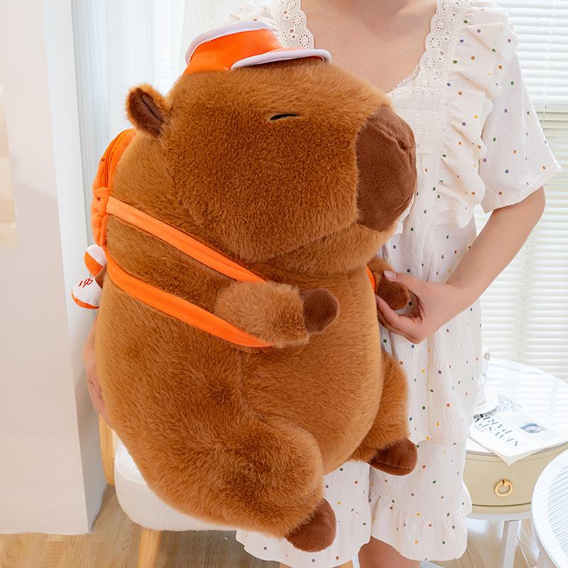 Cute Cartoon Animal Basketball Backpack Capybara Plush Toy Kawaii Stuffed Doll Home Decor Gifts For Kids