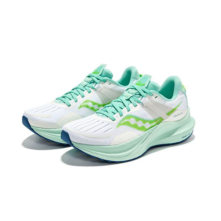 SAUCONY Tempus Comfortable Mesh Cushioning Breathable Rebound Low-Top Running Shoes Women Sneaker White Green S10720-115