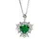 New S925 Silver Emerald Heart-shaped 5A Zircon 8*8 Necklace Ice Flower Design High-end Female Jewelry