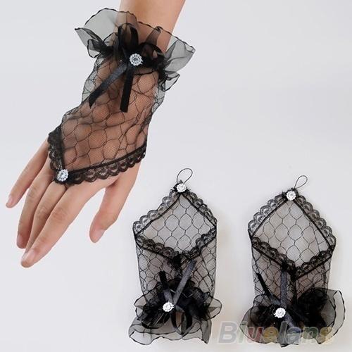 1Pair Sexy Lace Wrist Fingerless Wedding Evening Party Bridal Short Gloves Dress