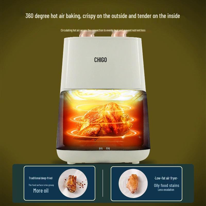 Chigo Smart Heißluftfritteuse: Große Kapazität, Antihaftbeschichtung, Multifunktional, Rauchfreies Kochgerät