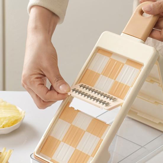 Vegetable Cutter 4-in-1 Food Chopper Grater with Blades Salad Prep Tool for Slicing Dicing Shredding Safety Restaurant Food Prep Equipment