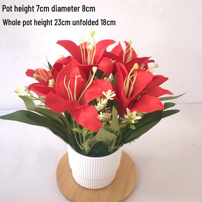 Small Silk Carnation Decorative Flower In Pot for Living Room, Coffee Table, or Dining Table Arrangement