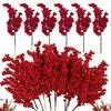 10pcs Red Berry Branches, Premium Microfiber Faux Fruit Sprays for DIY Crafts,Christmas Tree, Home Decor, New Year'S Festivities