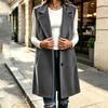 Women's Long Wool Lapel Collar Button Front Vest with Pockets