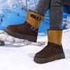 Fashion New Round Toe Buckle Thick Sole Warm Casual Snow Boots Winter Comfortable Suede Large Size Walking Boots for Women