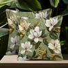 Home Decor Floral Pattern Cushion Cover Vintage White Magnolia & Green Leaf Print Decorative Pillow Covers