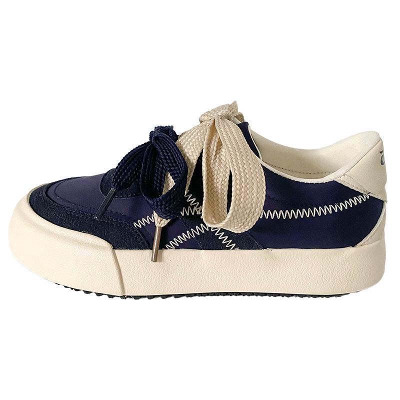 

6604 латексная стелька/пара шнурков немецкие кроссовки на толстой подошве женские туфли маленькие белые туфли обувь для досок 2025 весна новая ниша 35 темно-синий